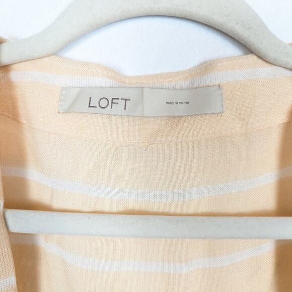 LOFT Pink Yellow Stripe Open Front Lightweight Kimono Cardigan - Picture 5 of 7